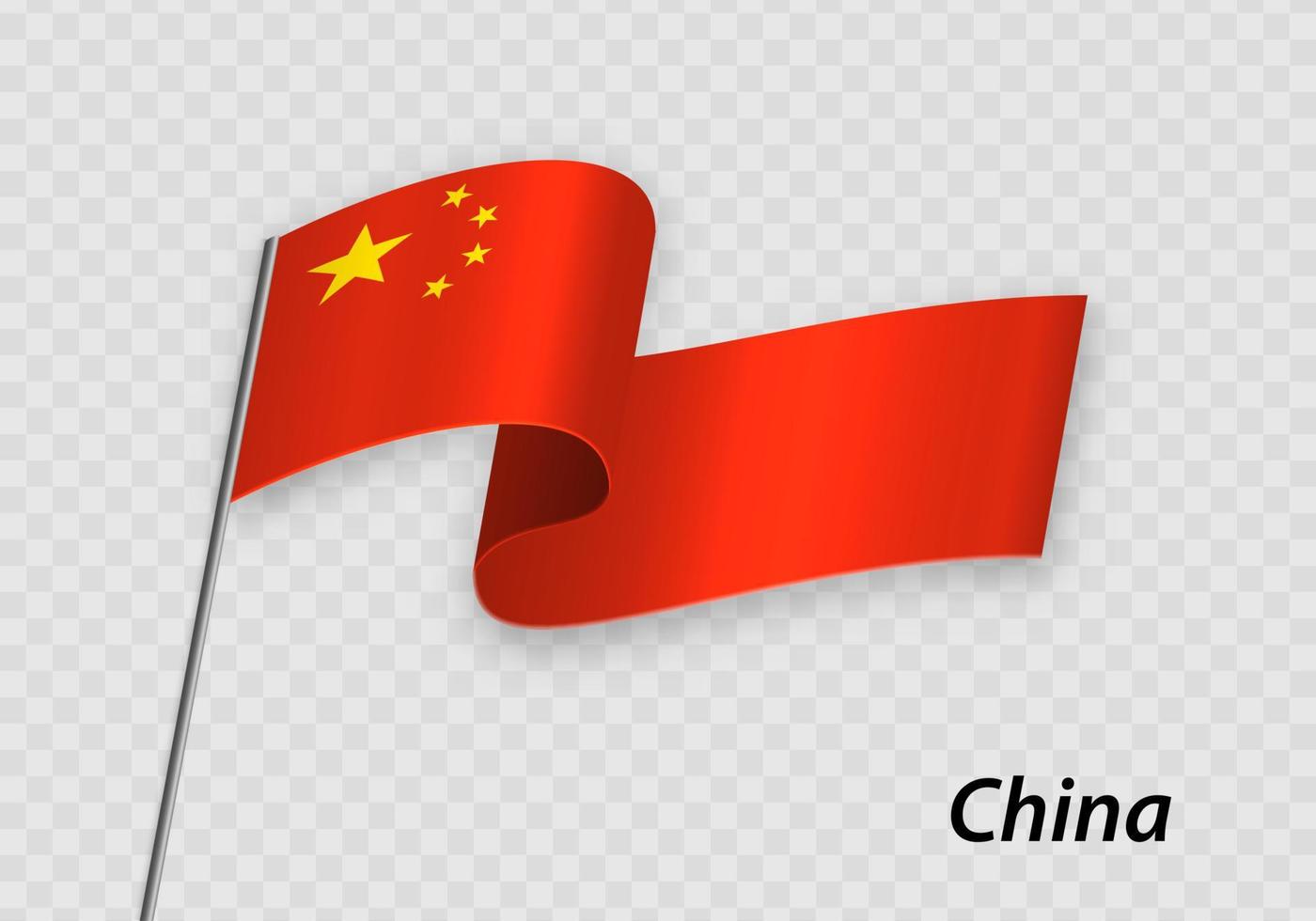 Waving flag of China on flagpole. Template for independence day vector