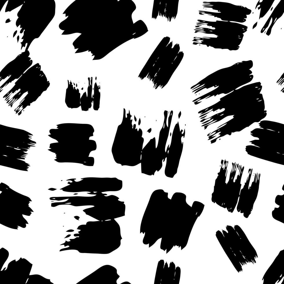 Seamless pattern with dark hand drawn scribble smear on white background. Abstract grunge texture. Vector illustration