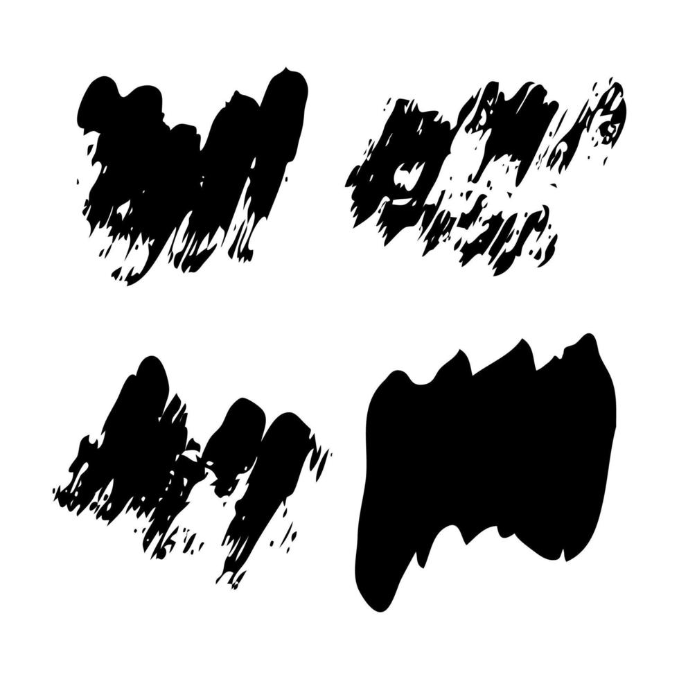 esbozar frotis de garabatos. conjunto de cuatro manchas de garabatos de pintura dibujadas a mano. ilustración vectorial vector