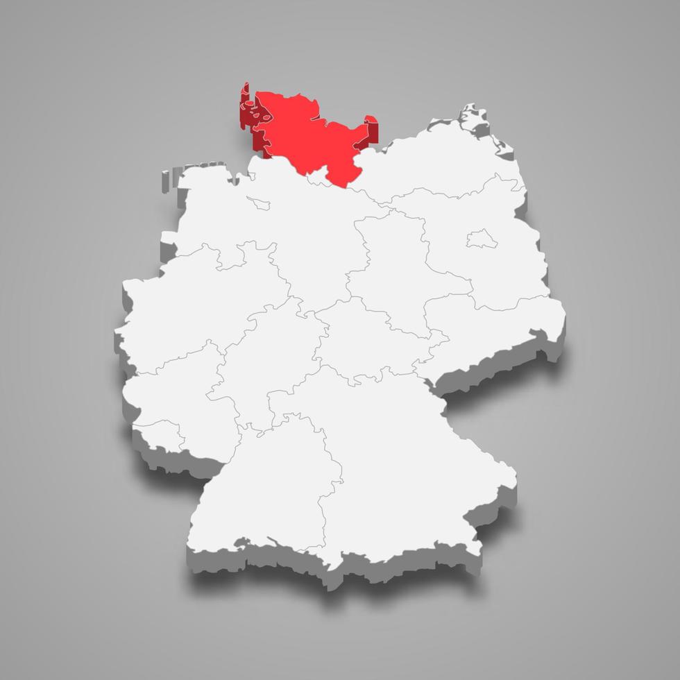 state location within Germany 3d map Template for your design vector