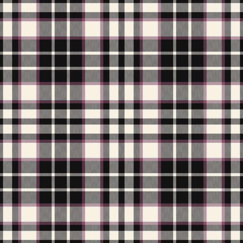 Plaid seamless pattern in black white. Check fabric texture. Vector textile print.