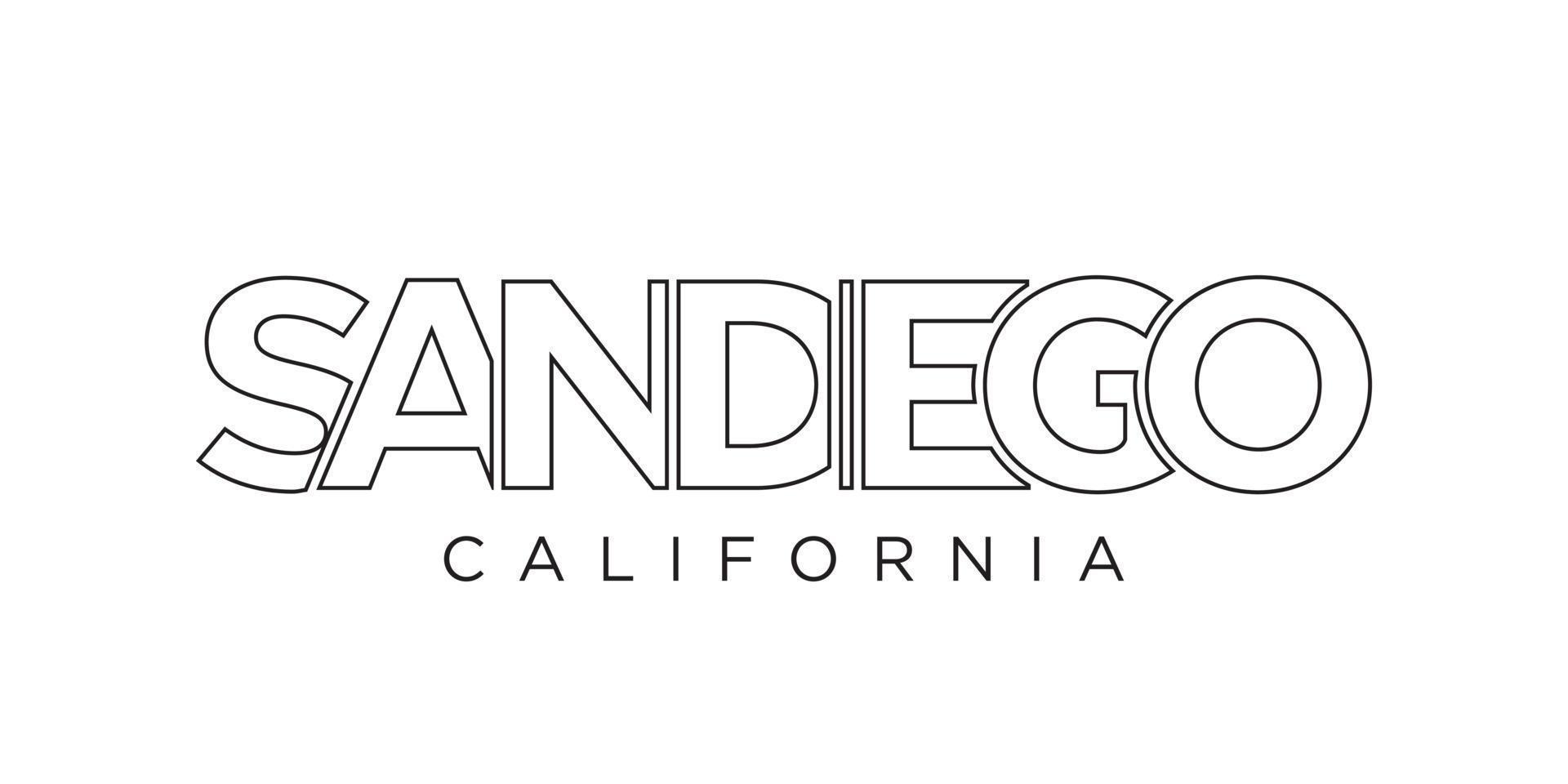 San Diego, California, USA typography slogan design. America logo with graphic city lettering