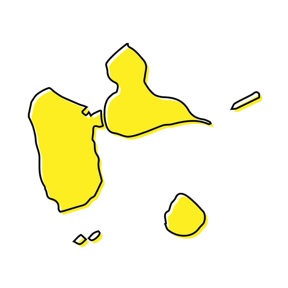 Simple outline map of Guadeloupe with capital location vector