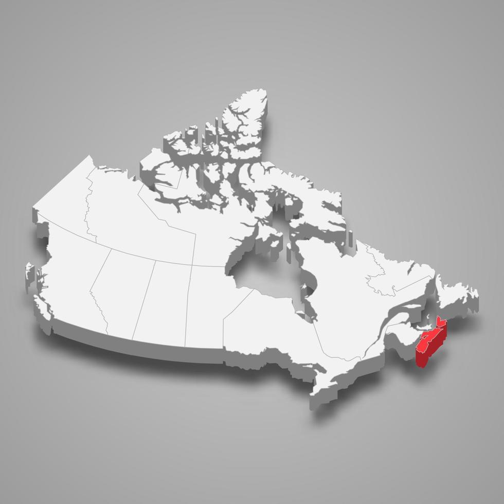 Nova Scotia region location within Canada 3d map vector