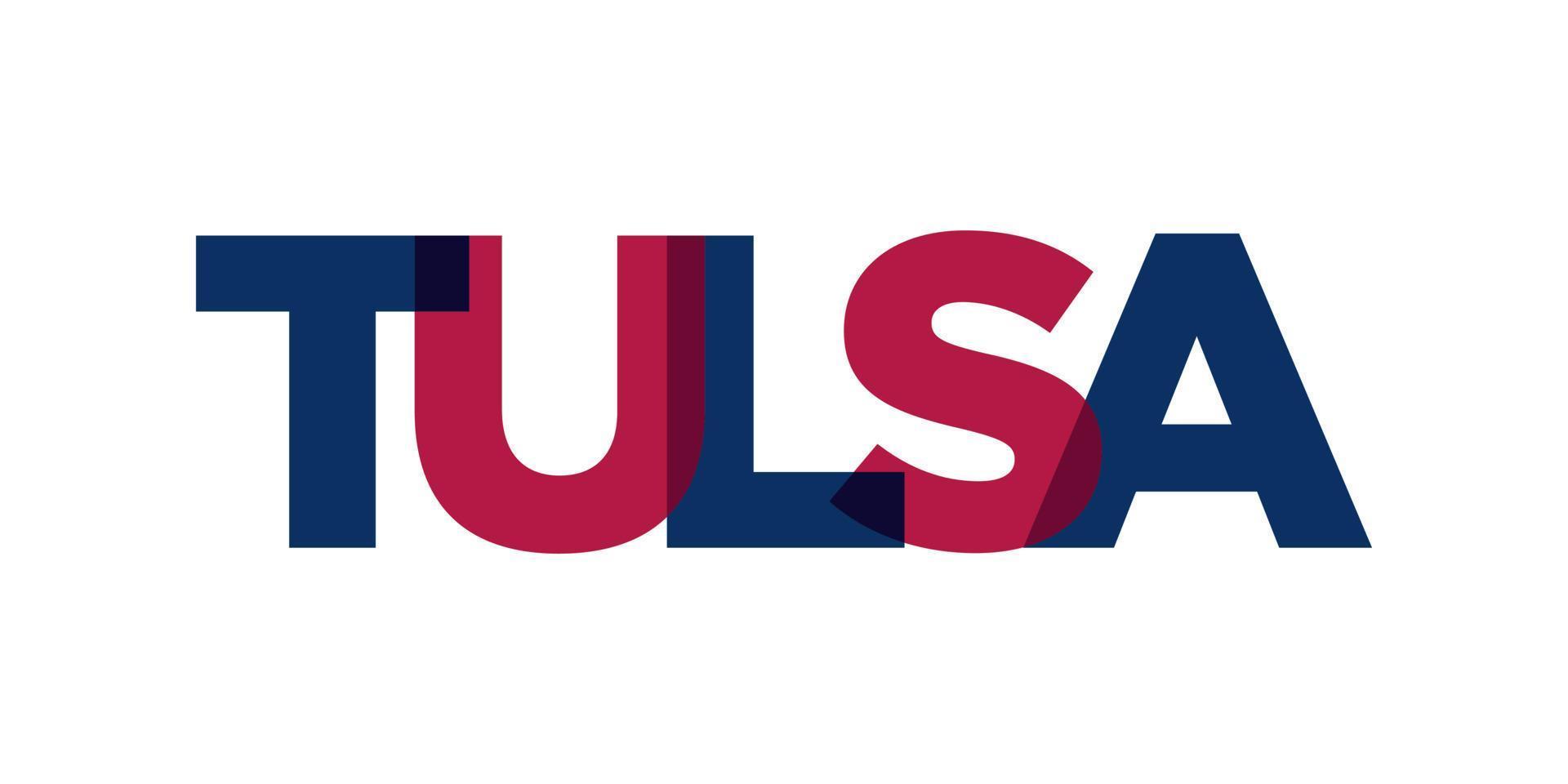 Tulsa, Oklahoma, USA typography slogan design. America logo with graphic city lettering for print and web. vector