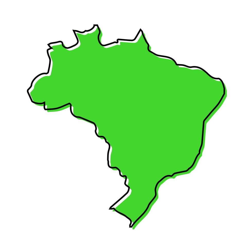 Simple outline map of Brazil. Stylized line design vector