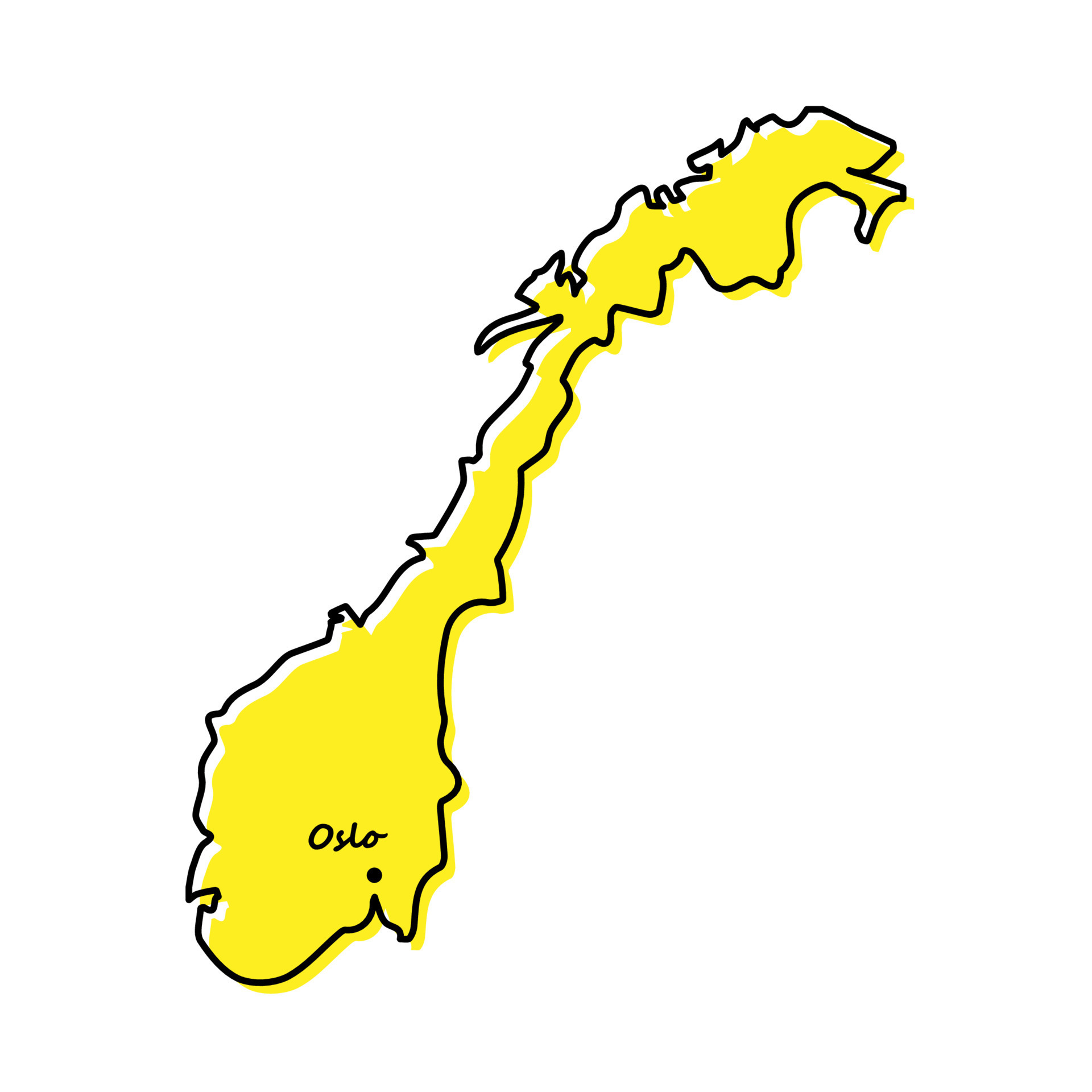 Simple outline map of Norway with capital location 21807644 Vector Art