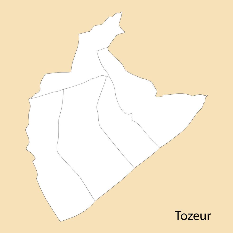 High Quality map of Tozeur is a region of Tunisia vector