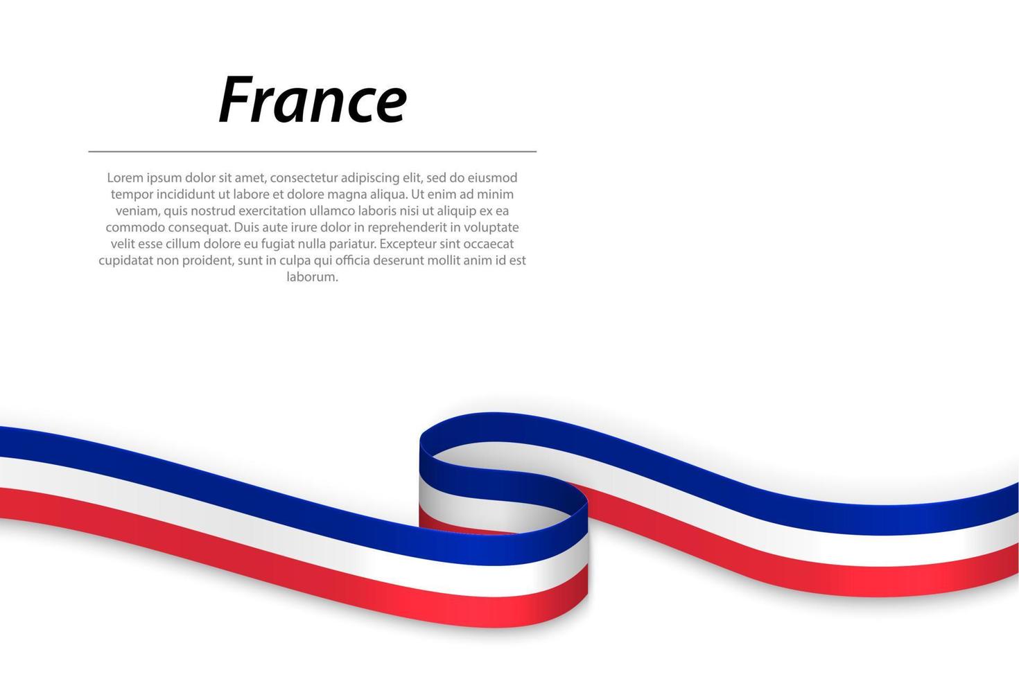 Waving ribbon or banner with flag of France. Template for independence day vector