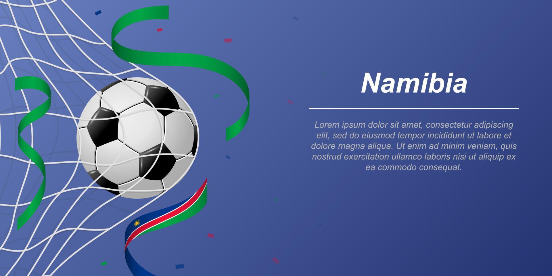 fútbol antecedentes con volador cintas en colores de el bandera de Namibia vector