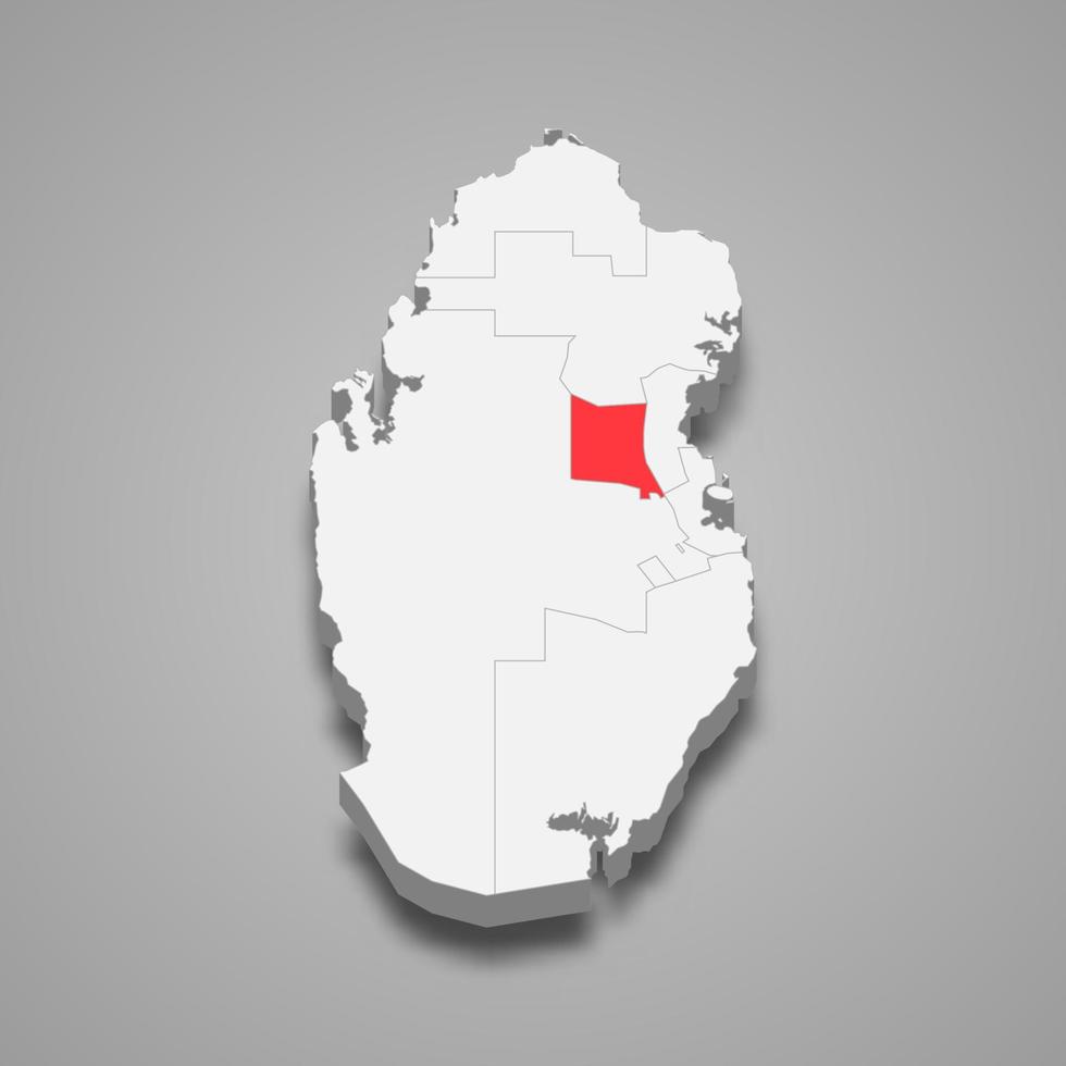 umm salal región ubicación dentro Katar 3d mapa vector