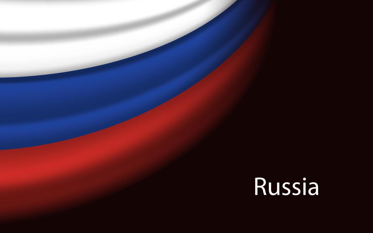 Wave flag of Russia on dark background. Banner or ribbon vector