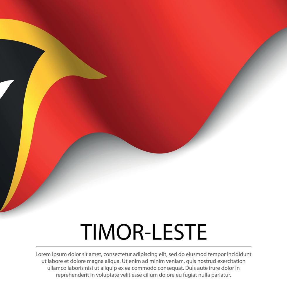 ondulación bandera de Timor-leste en blanco antecedentes. bandera o cinta vector