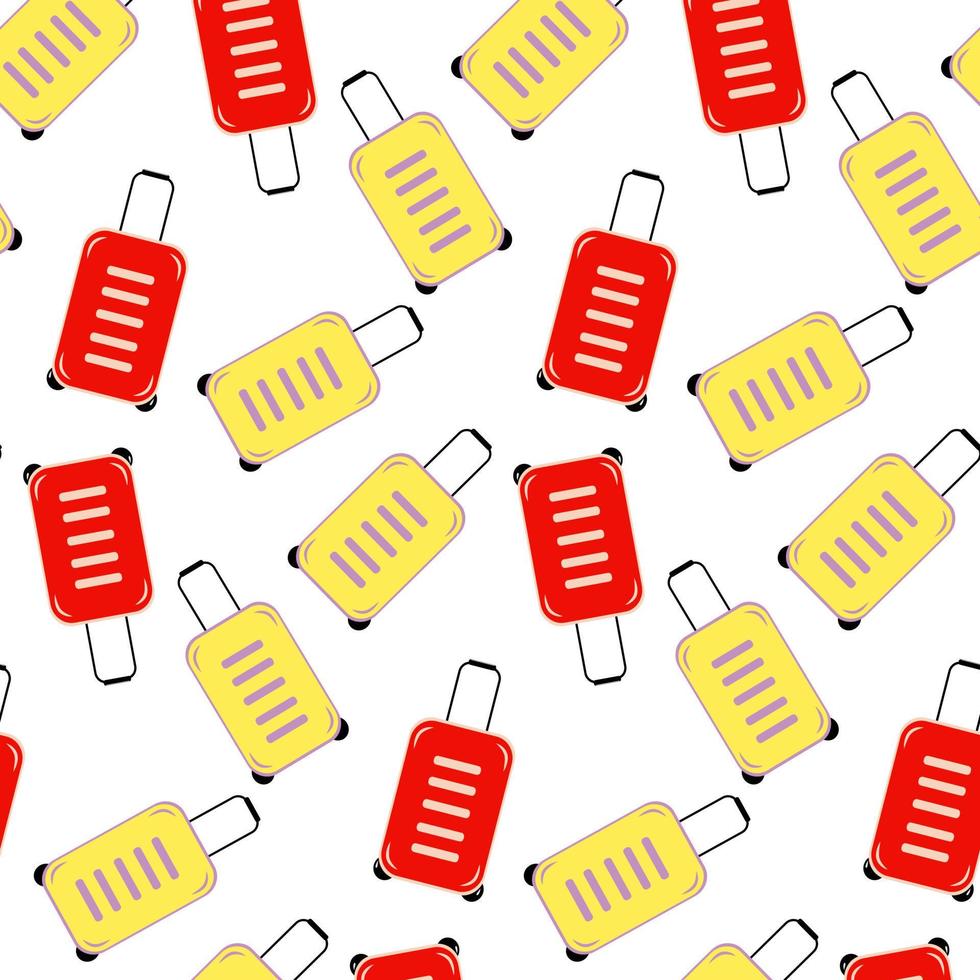 Seamless pattern of a travel suitcase in trendy deferent bright shades. Happy World tourism day. EPS vector