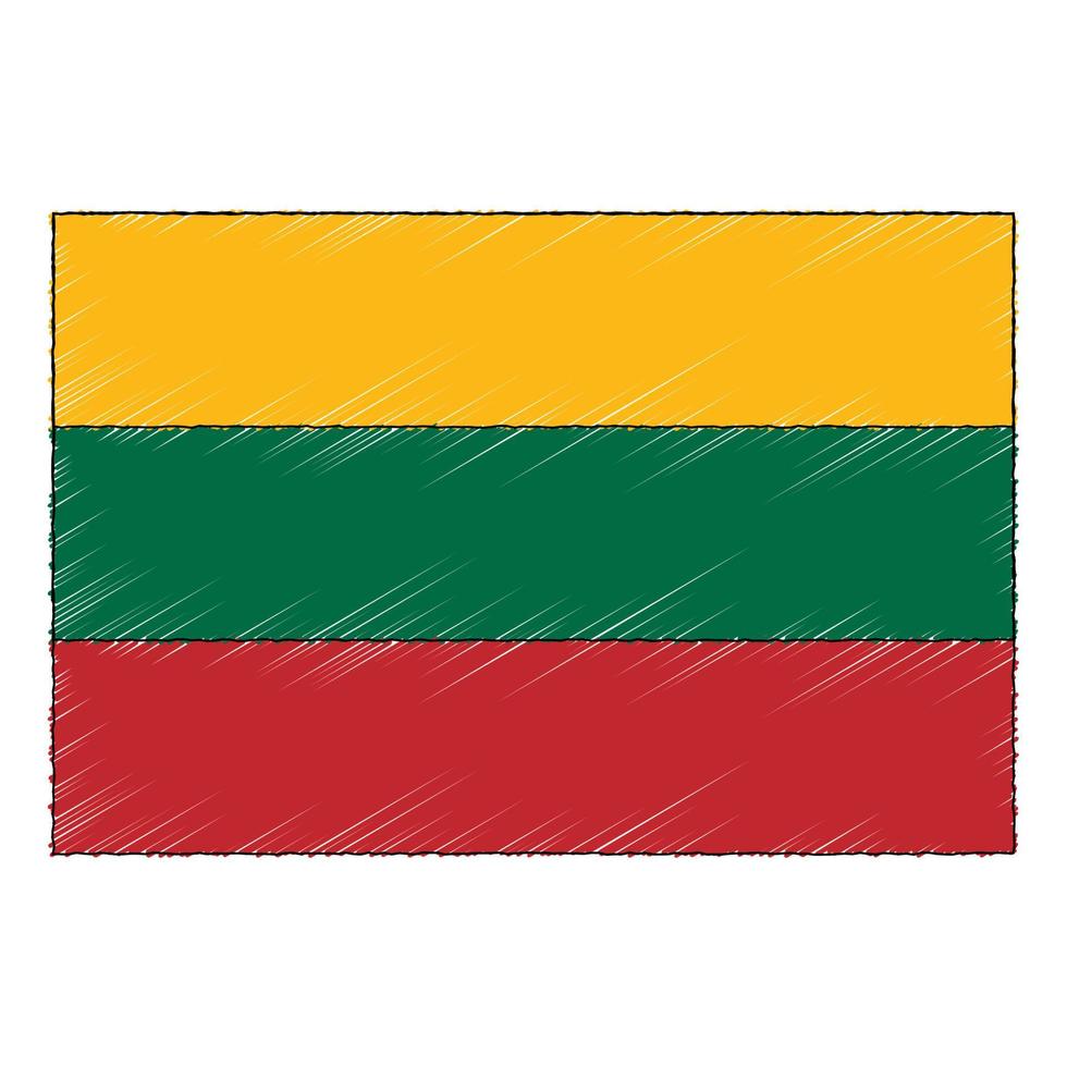 Hand drawn sketch flag of Lithuania. doodle style icon vector