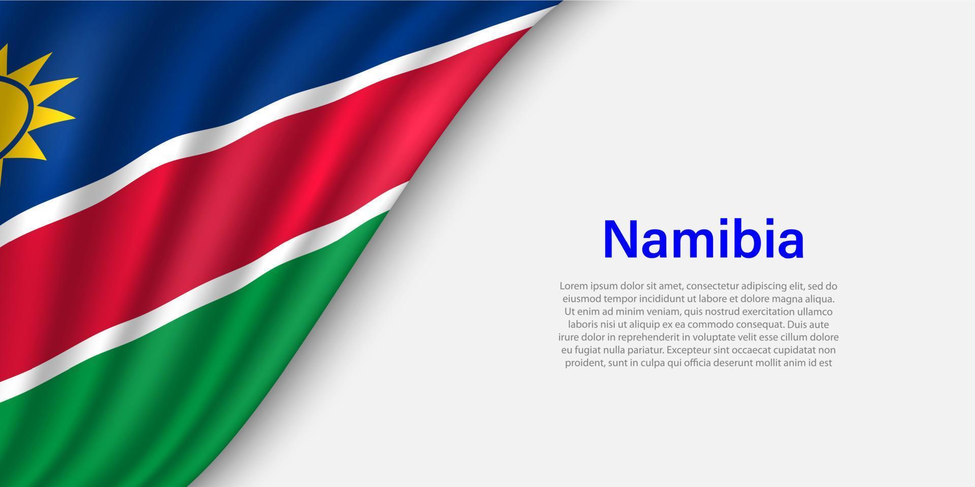 Wave flag of Namibia on white background. vector