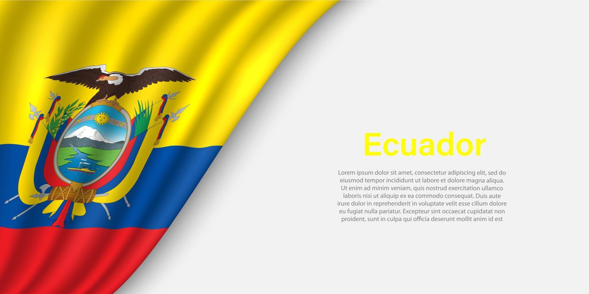 ola bandera de Ecuador en blanco antecedentes. vector
