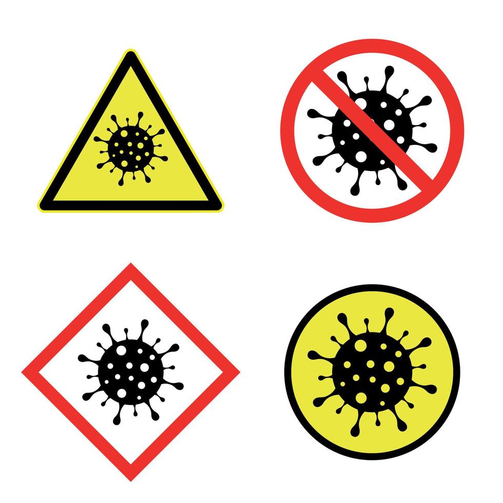 Set of coronavirus attention sign, quarantine symbol vector