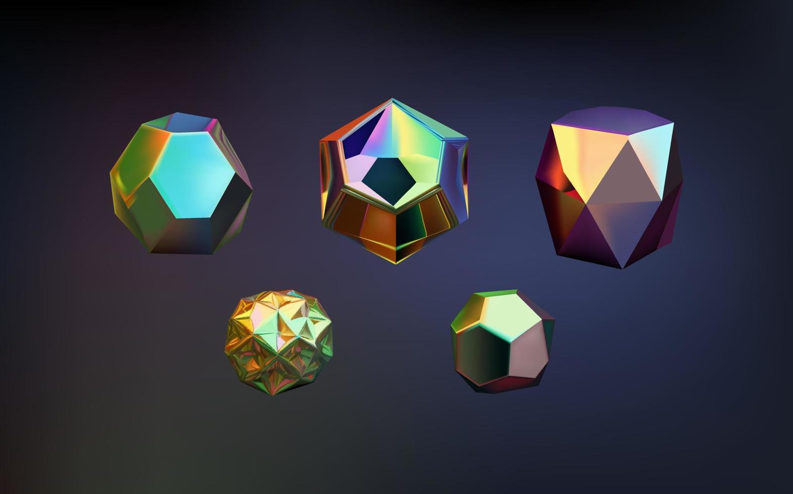 Hologram geometric shapes set. Iridescent modern 3d multicolor object.Futuristic neon gradient figures vector