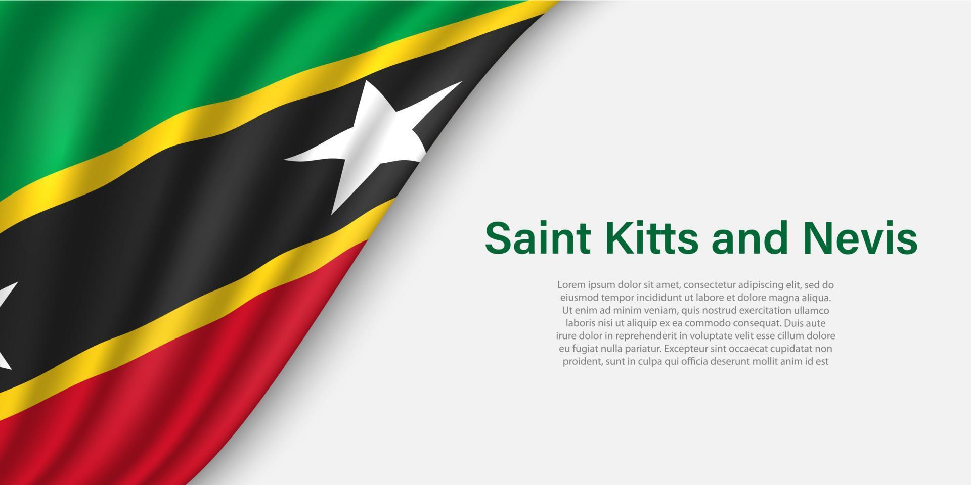 Wave flag of Saint Kitts and Nevis on white background. vector