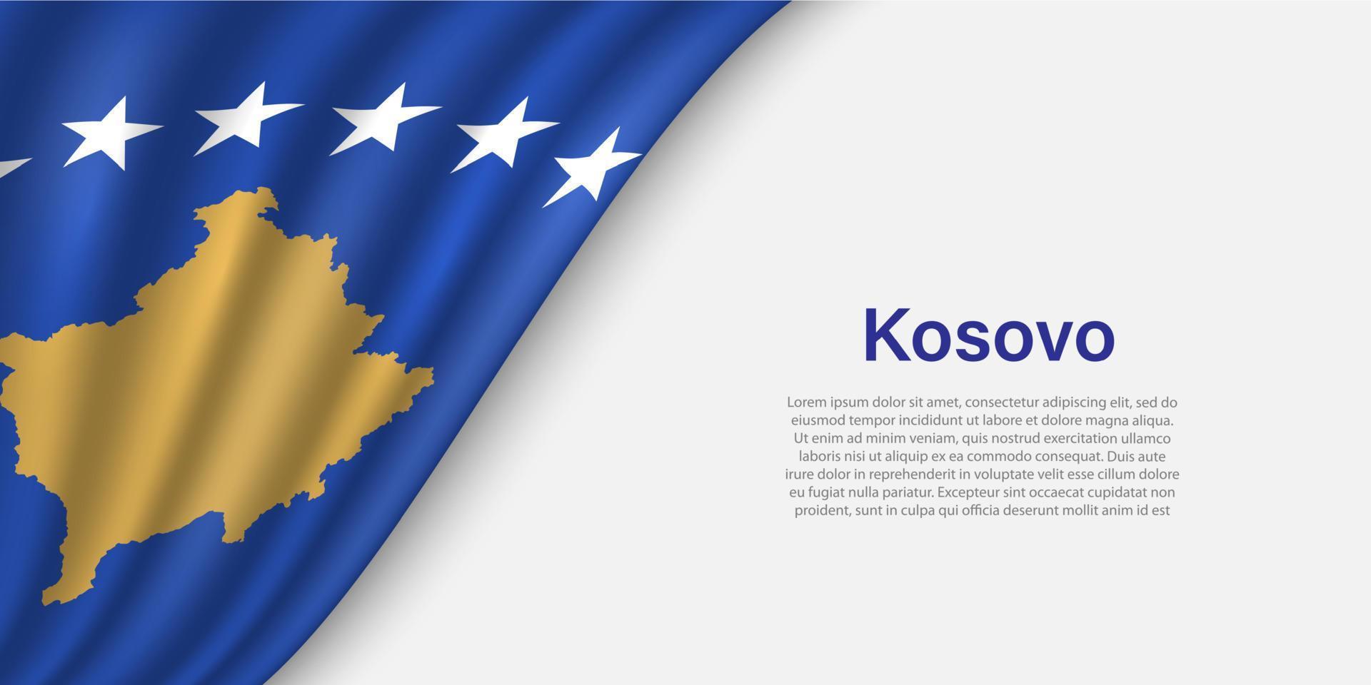 ola bandera de Kosovo en blanco antecedentes. vector