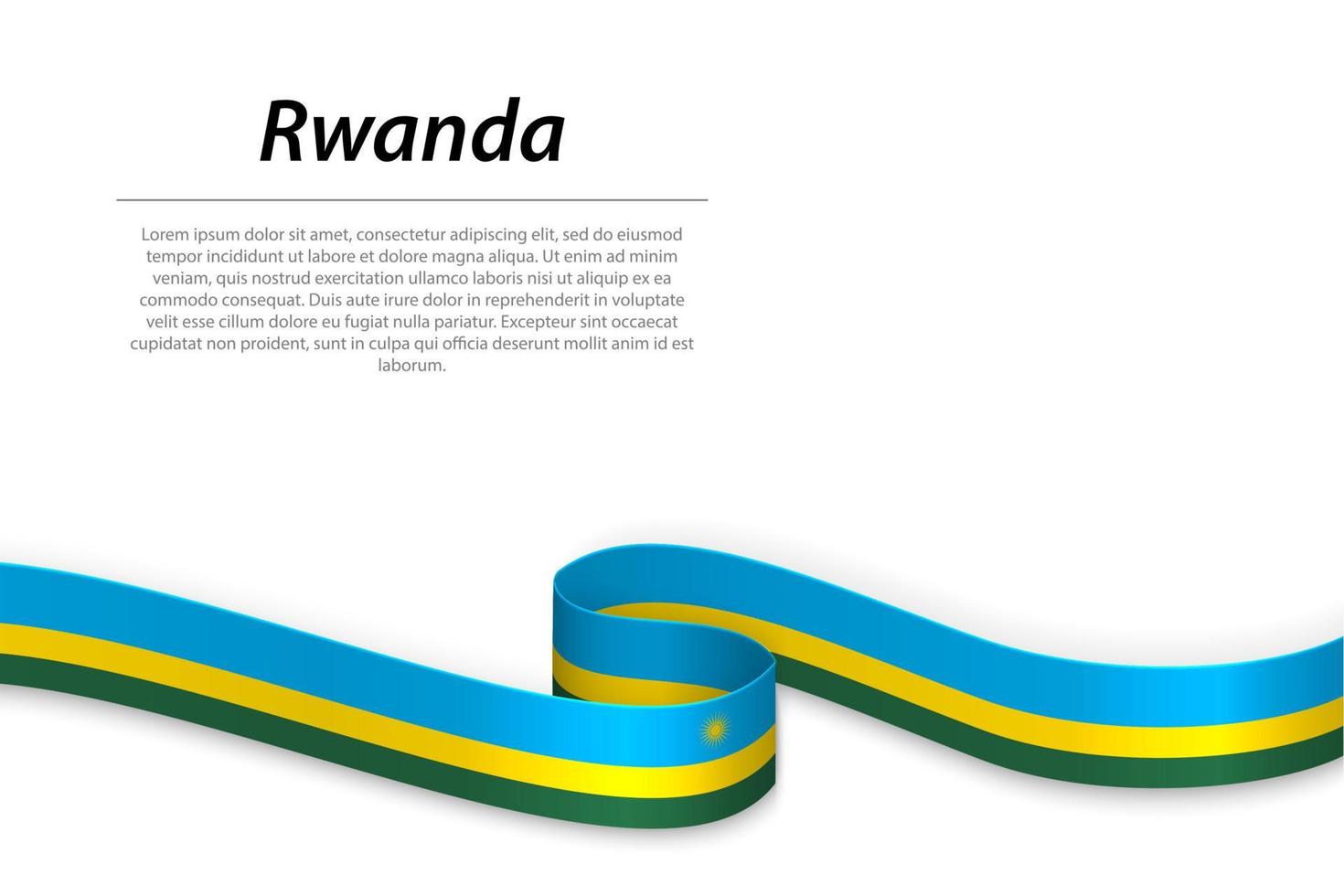 Waving ribbon or banner with flag of Rwanda vector