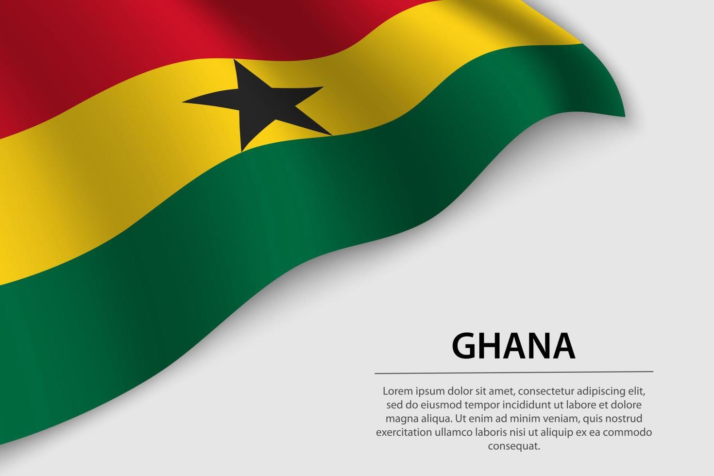 Wave flag of Ghana on white background. Banner or ribbon vector