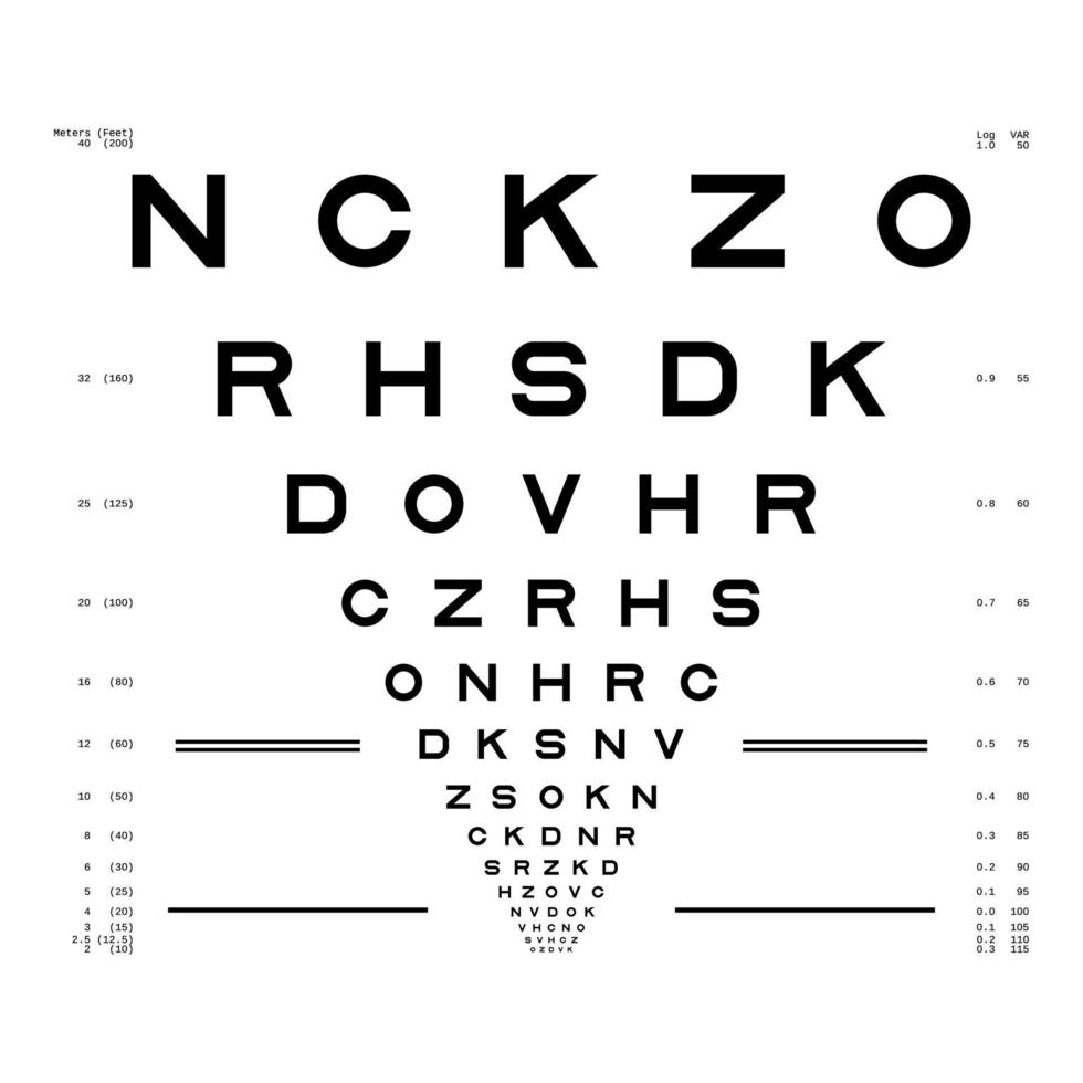 Eye Chart Test. Assessment of visual acuity. template for your design vector