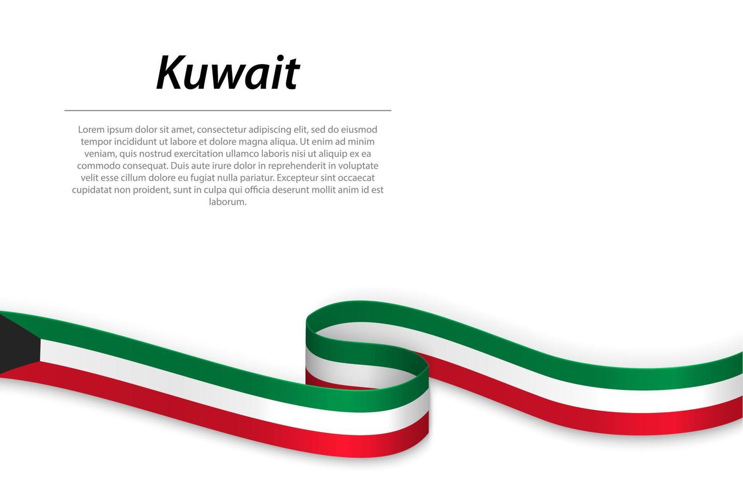 Waving ribbon or banner with flag of Kuwait vector