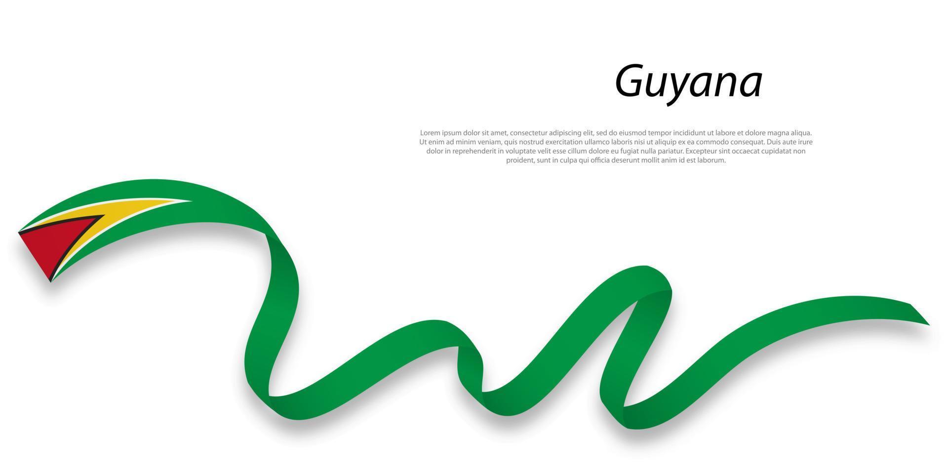 Waving ribbon or banner with flag of Guyana. vector