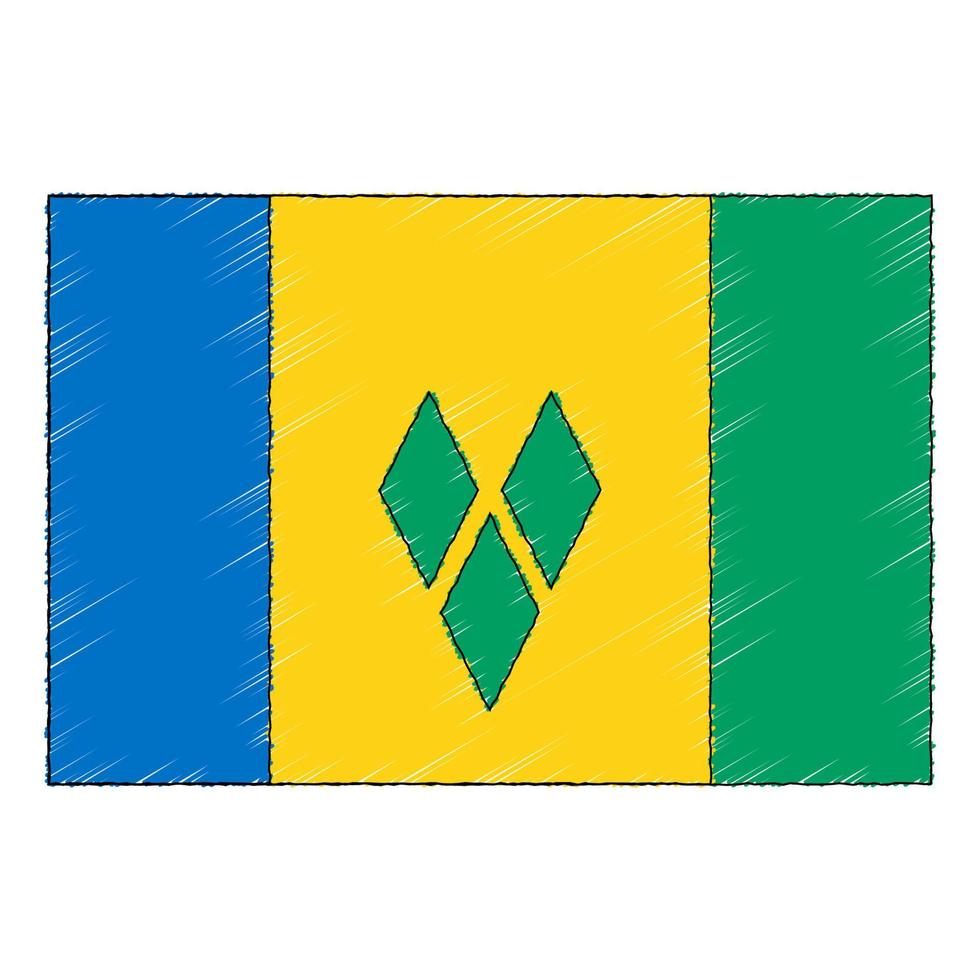 mano dibujado bosquejo bandera de Santo Vicente garabatear estilo icono vector