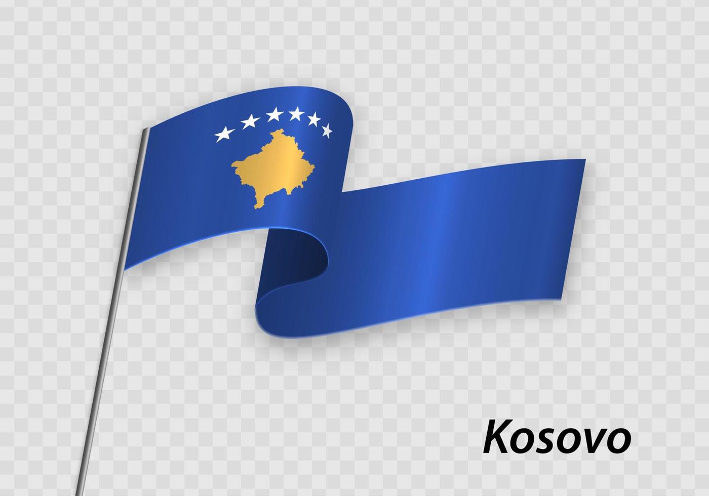 Waving flag of Kosovo on flagpole. Template for independence day vector