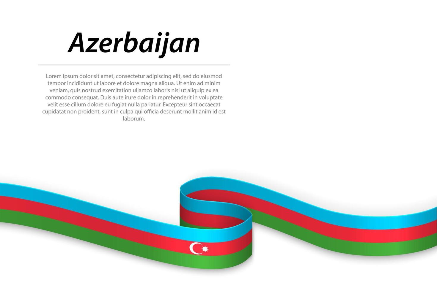 Waving ribbon or banner with flag of Azerbaijan. Template for independence day vector