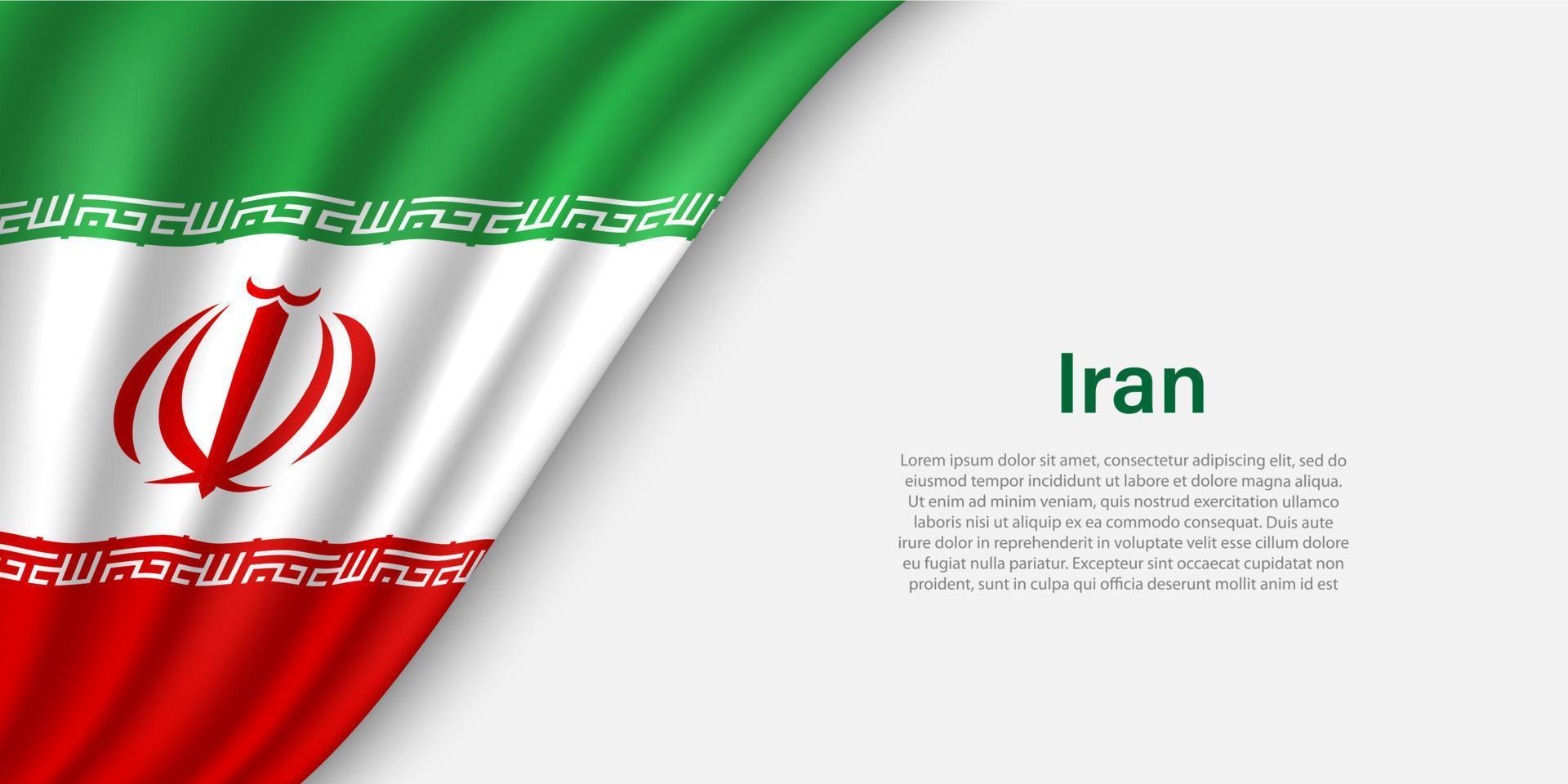 Wave flag of Iran on white background. vector