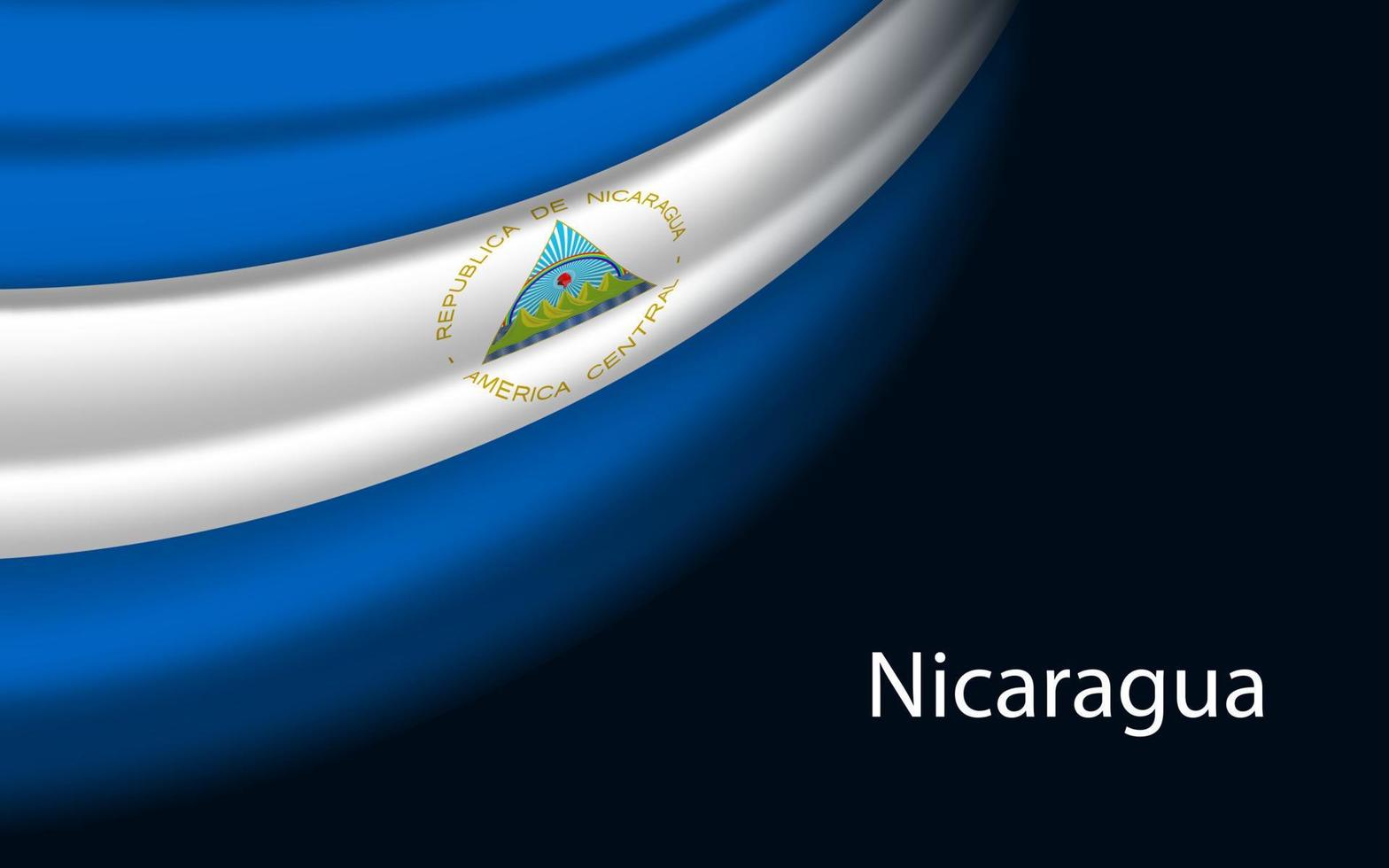 Wave flag of Nicaragua on dark background. vector