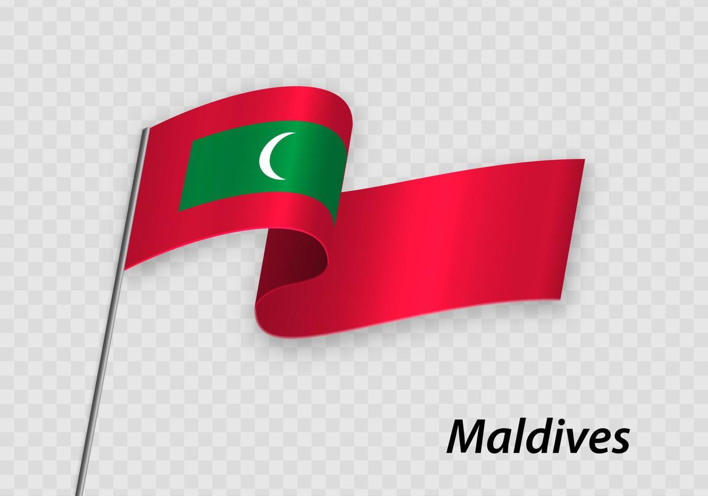 Waving flag of Maldives on flagpole. Template for independence day vector
