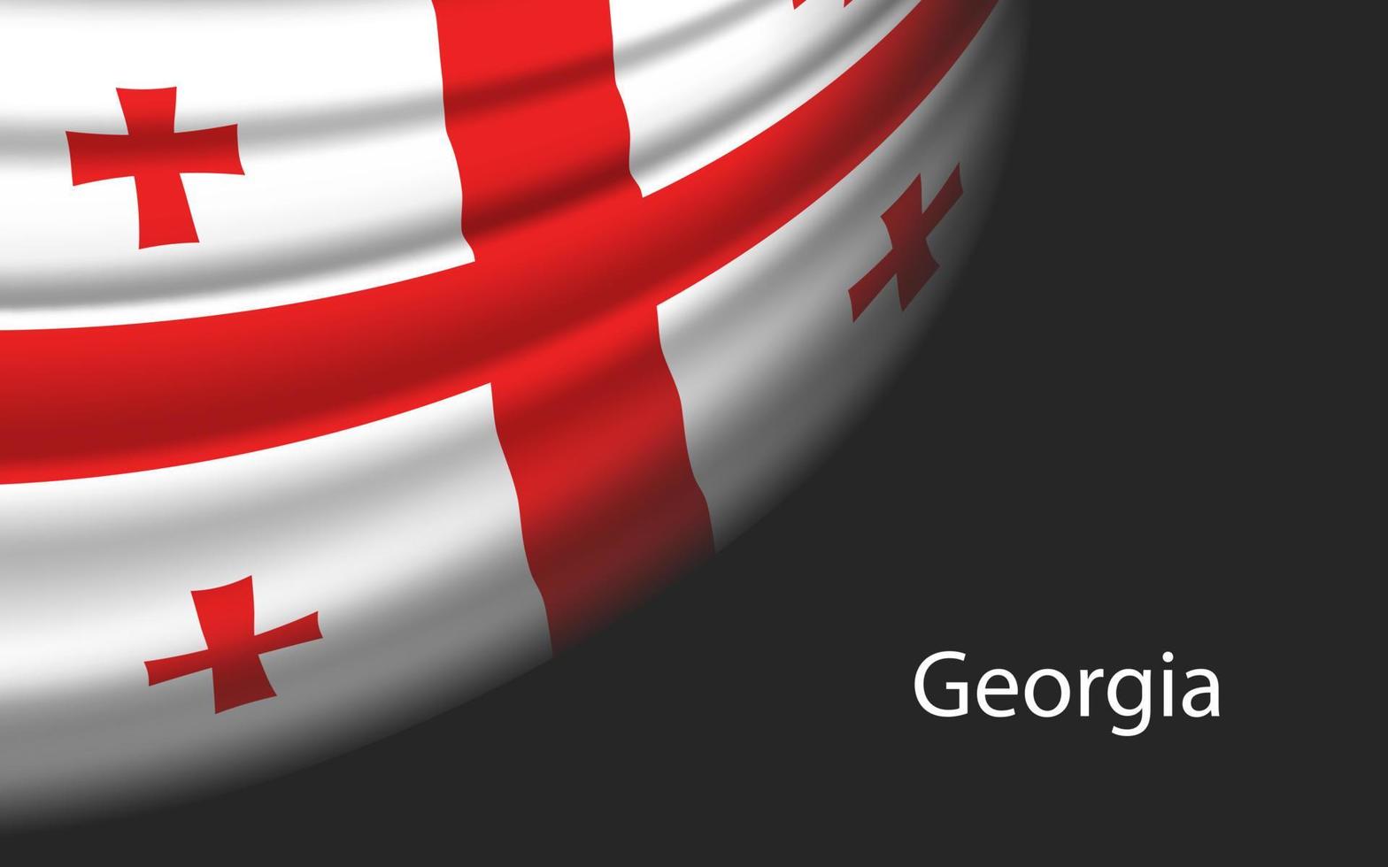 Wave flag of Georgia on dark background. Banner or ribbon vector