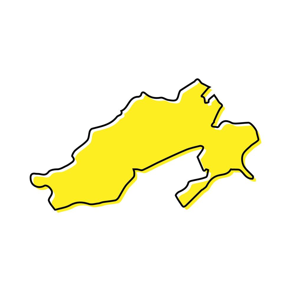 Simple outline map of Arunachal Pradesh is a state of India. vector