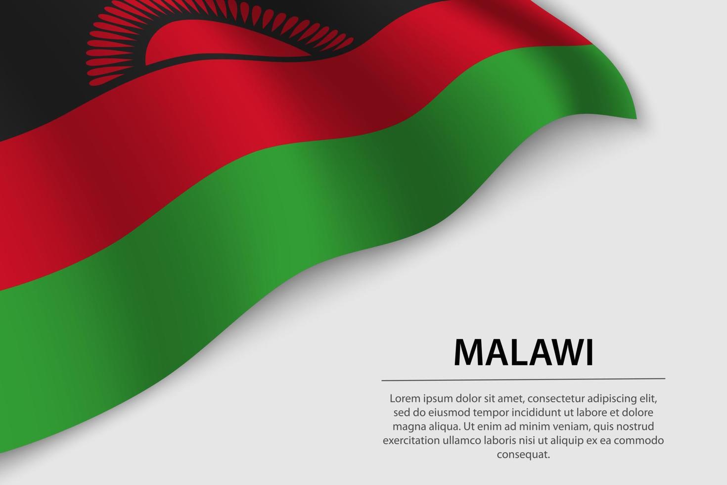 Wave flag of Malawi on white background. Banner or ribbon vector