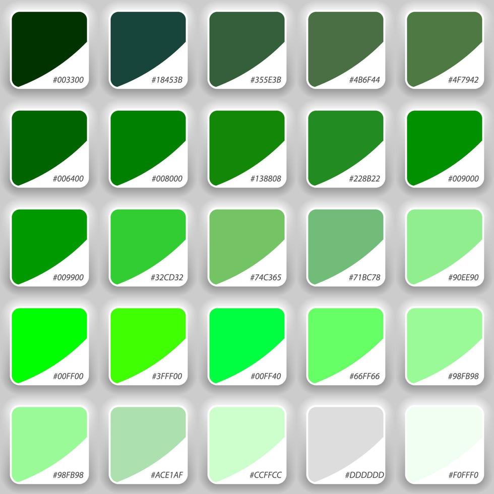 Shades of green swatch color palette. template for your design vector