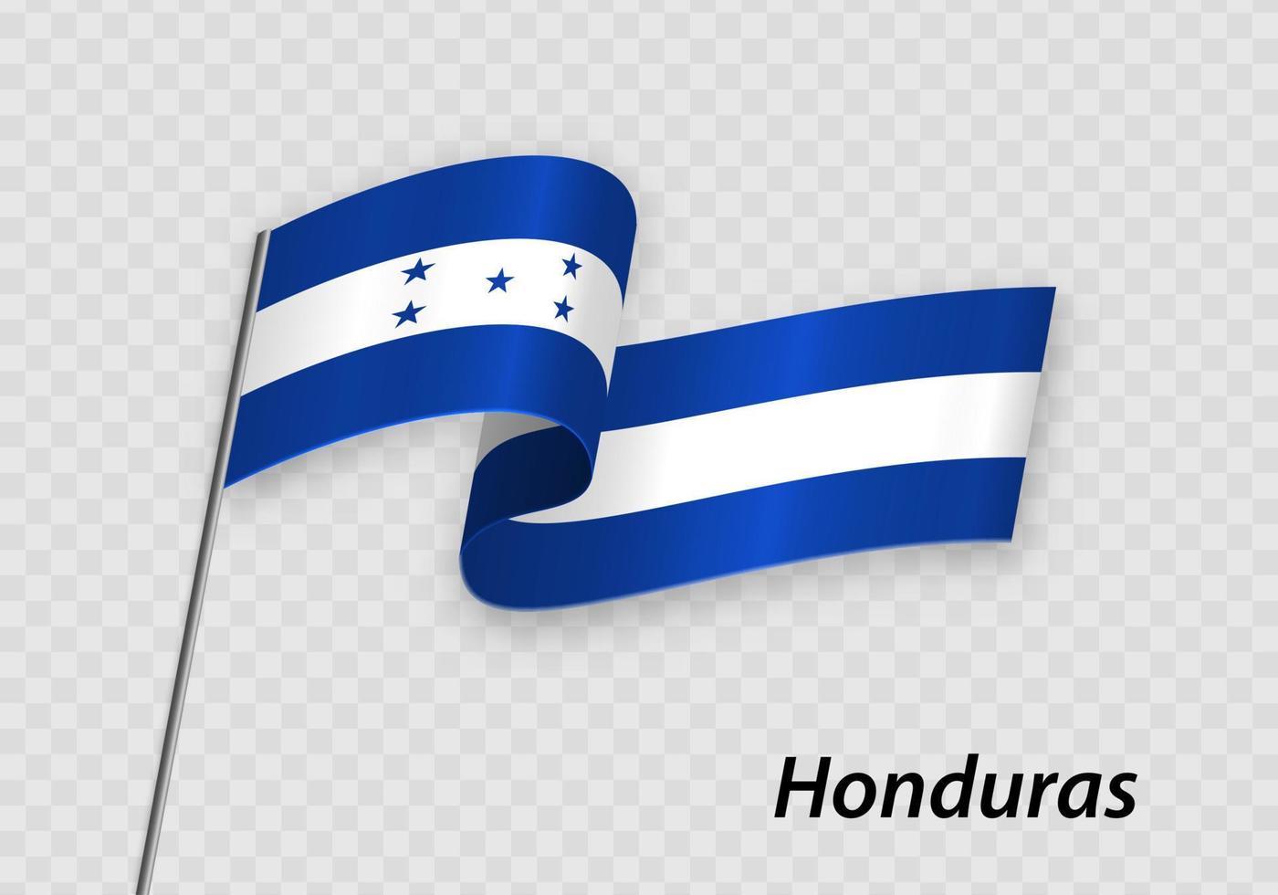 Waving flag of Honduras on flagpole. Template for independence day vector