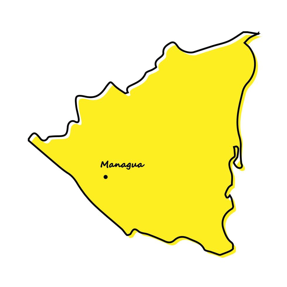 Simple outline map of Nicaragua with capital location vector