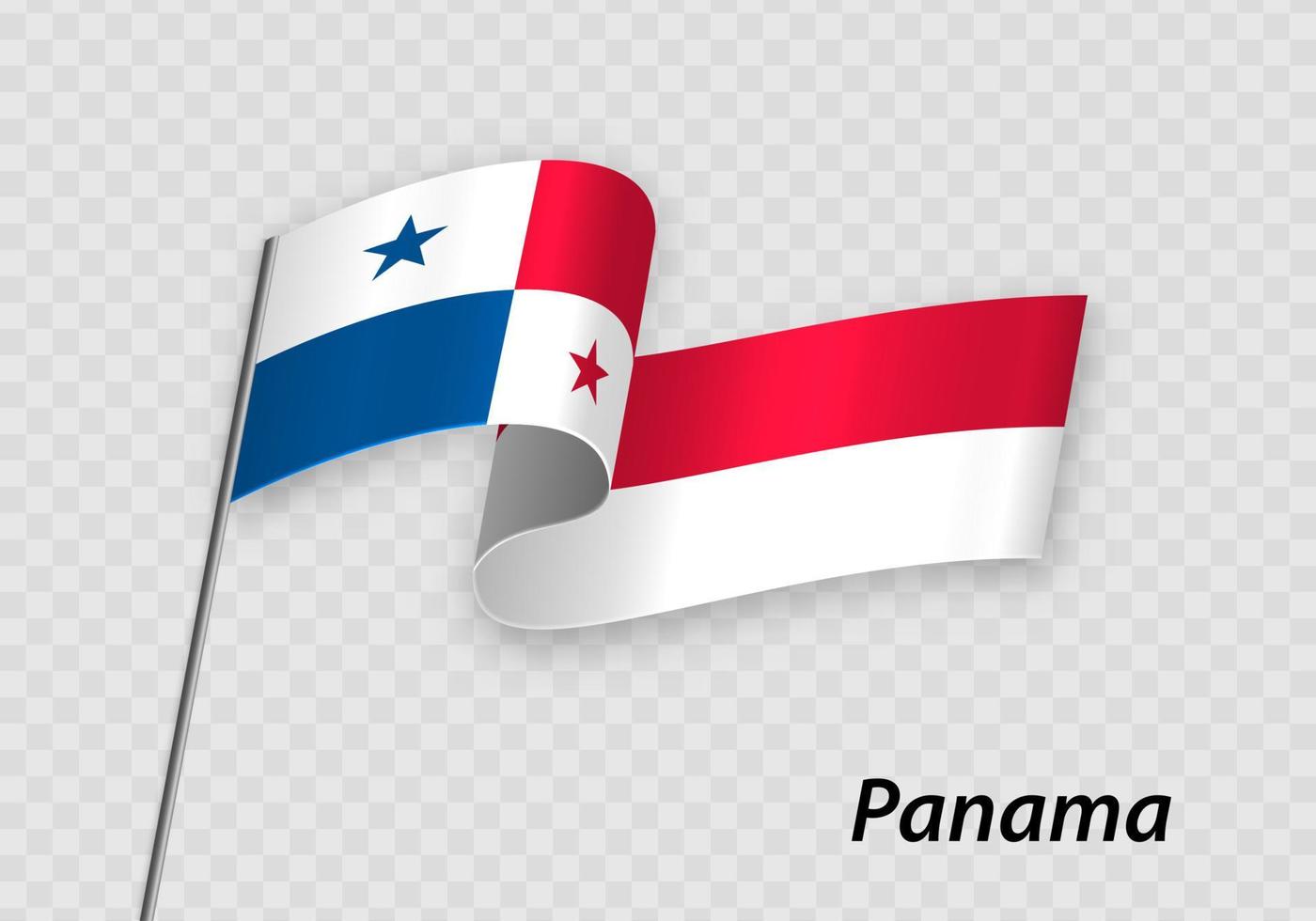 ondeando la bandera de panamá en el asta de la bandera. plantilla para el día de la independencia vector