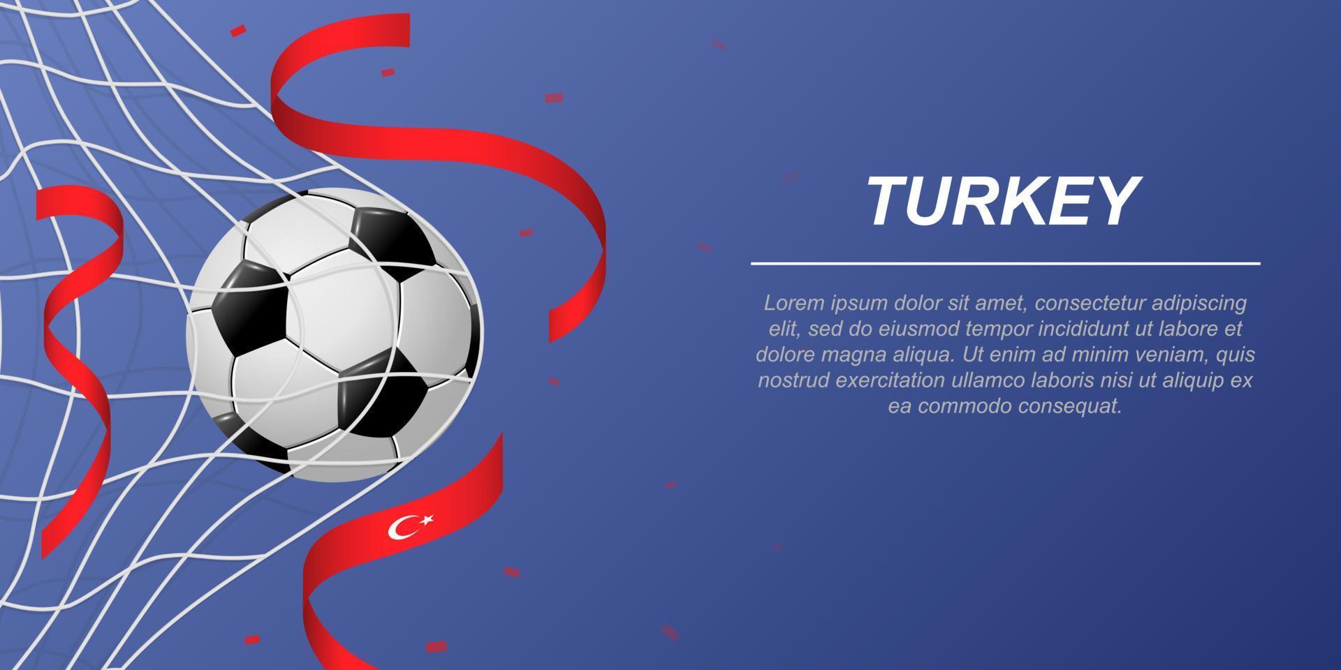 Soccer background with flying ribbons in colors of the flag of Turkey vector