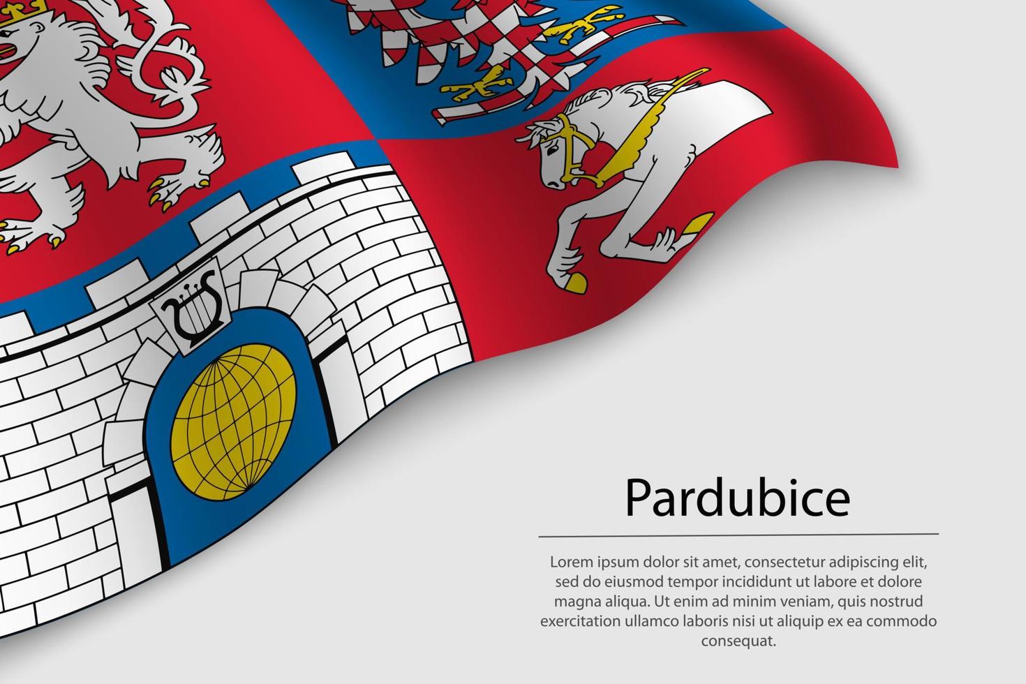 Wave flag of Pardubice is a state of Czech republic. vector