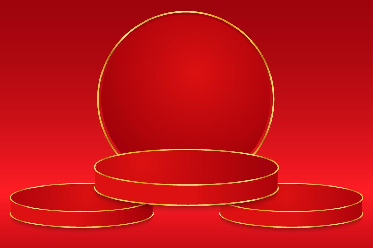 Modern clean red and gold podium background design vector template