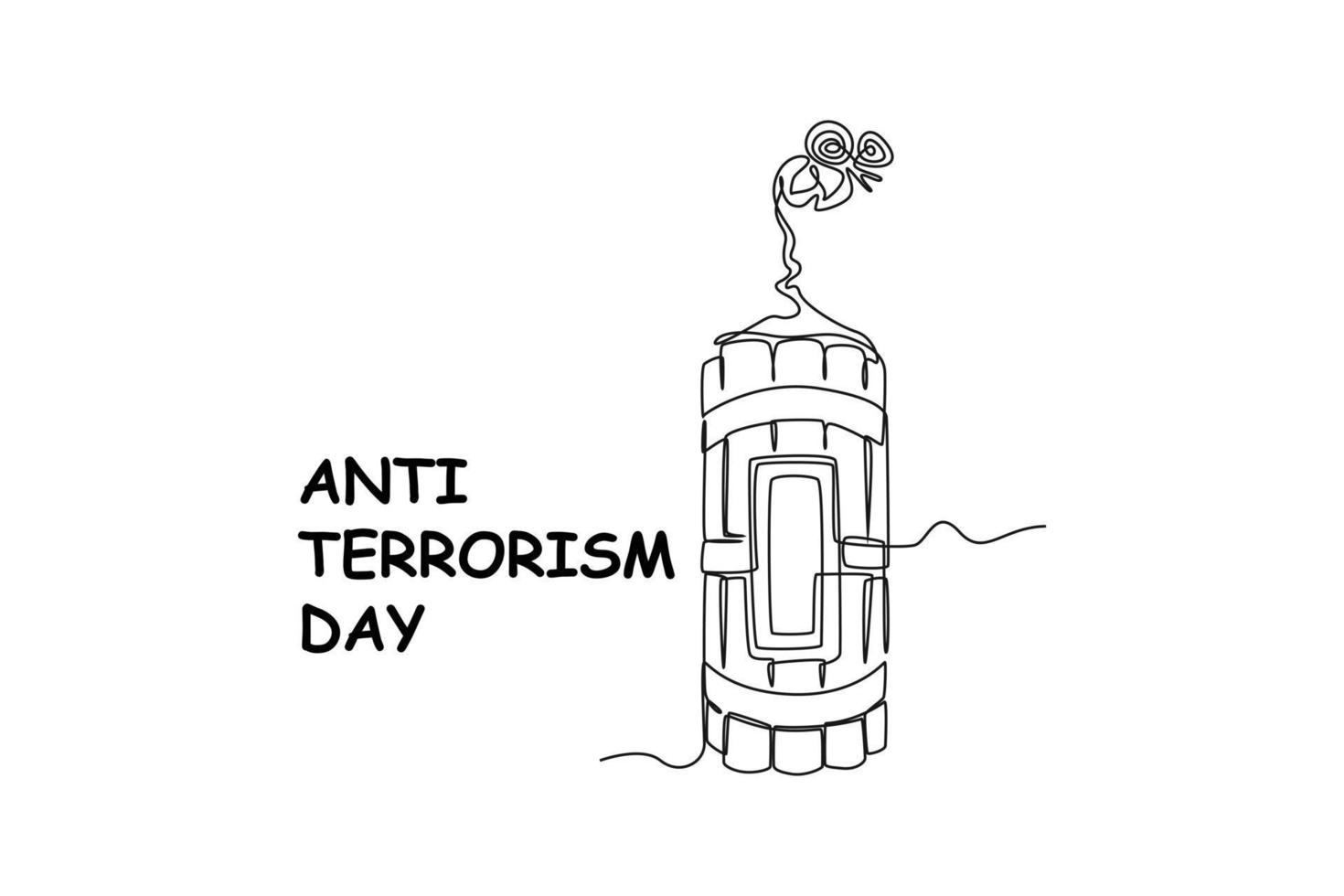 Single one-line drawing bomb with a flower on it. Anti-terrorism day concept continuous line draw design graphic vector illustration