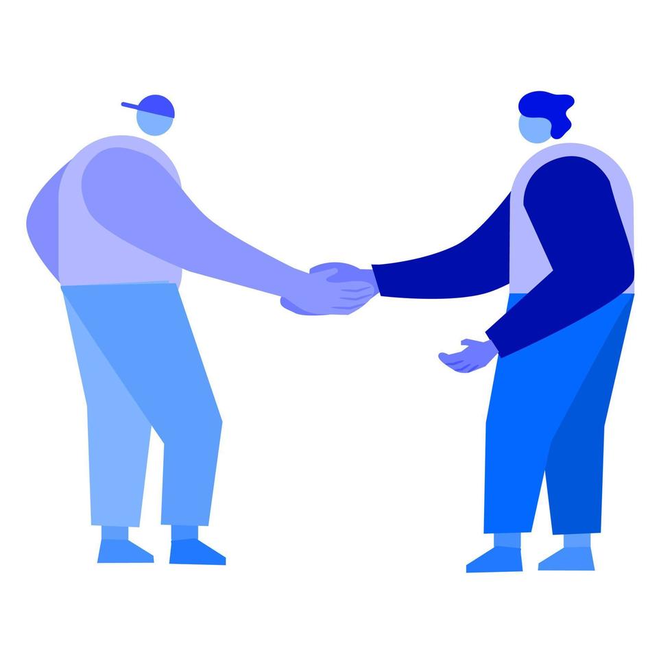 friendship, shaking hands, hugging, flat characters shaking hands vector