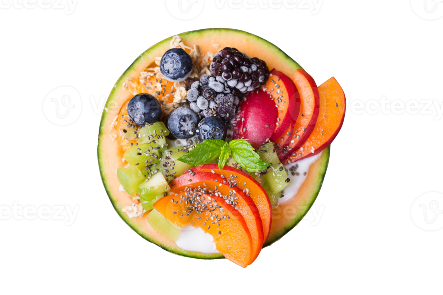 mischen Obst Salat mit Joghurt isoliert auf ein transparent Hintergrund png