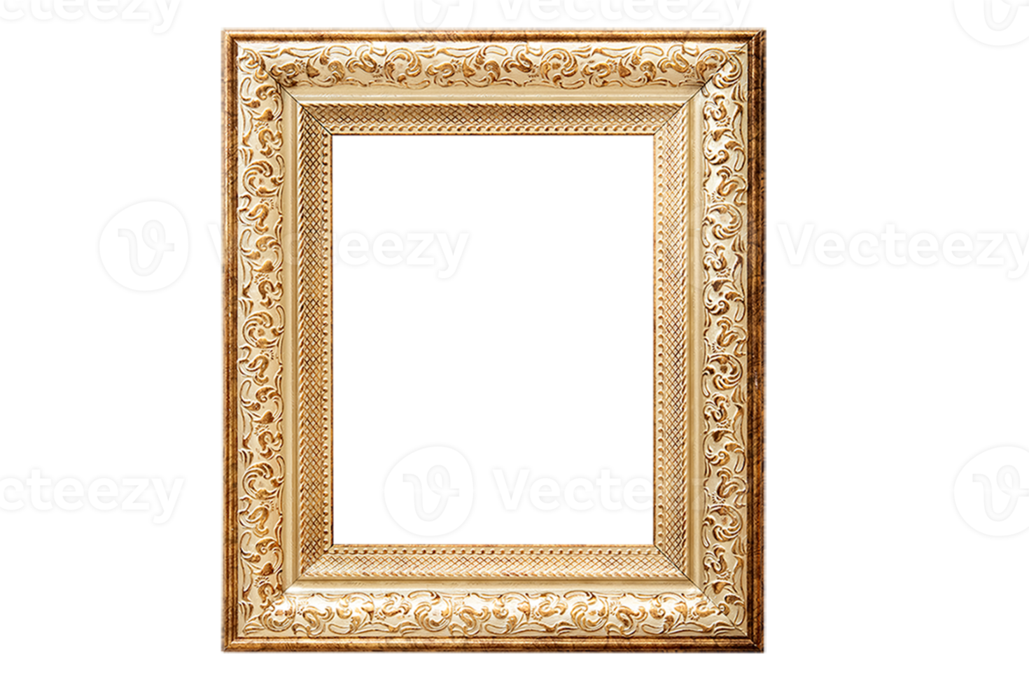 Gold frame mockup isolated on a transparent background png